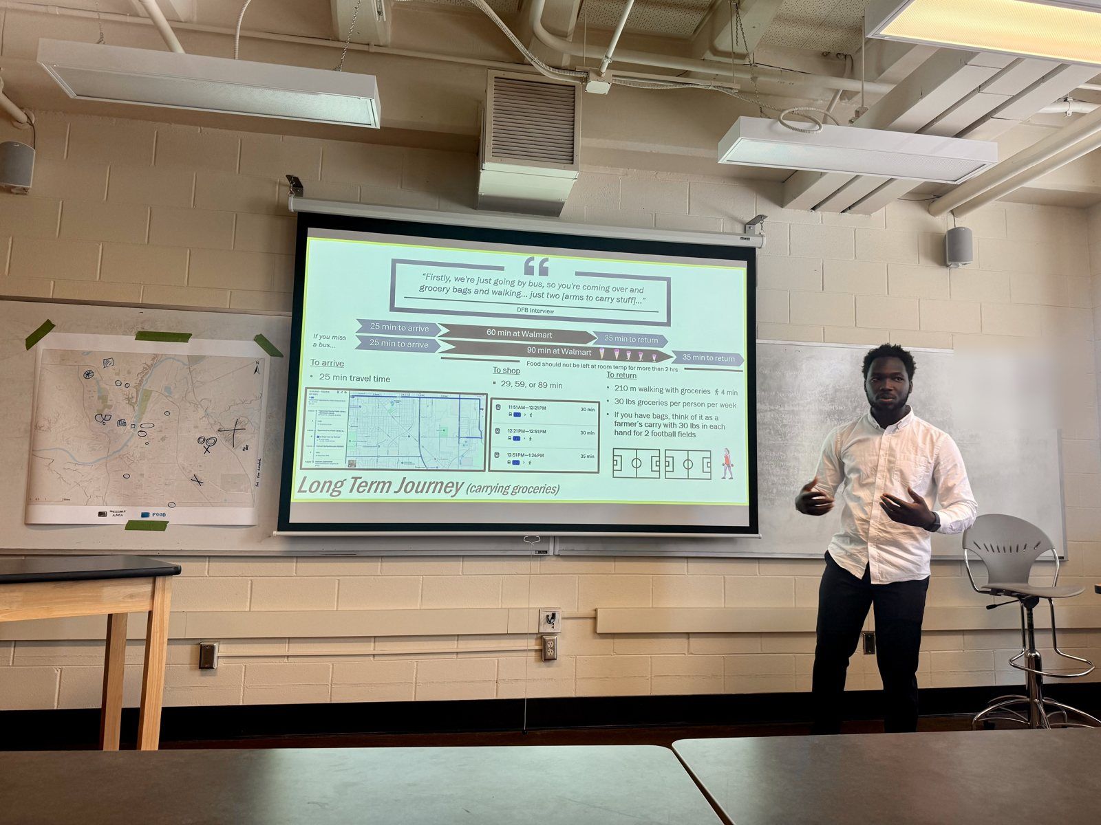 Hamed Abdulsalam presenting user research findings